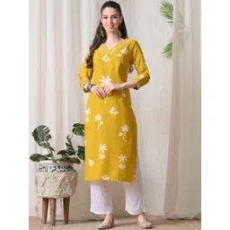 Koito Women Floral Embroidered Flared Sleeves Thread Work Floral Kurta-picture-11