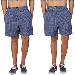 kokal Regular Fit Checkered Cotton Blend Nightwear Boxer|Shorts|Nightwear for Men Combo of 2 (Size-S) Multicolour-picture-48