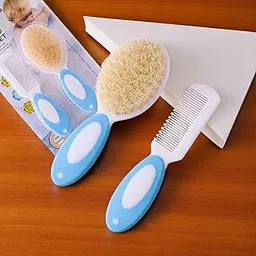 Kokibebe Baby Comb and Brush Set, Comb with Rounded Tips & Hair Brush with Natural Bristles | Gentle Scalp Protection for Newborns & Toddlers (Blue)-picture-16