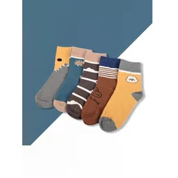 kolor fusion Unisex Kids Set Of 5 Multicolor Cotton Ankle Length Socks-picture-14