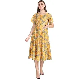 kolor smoothies Womens Floral Maternity Midi Dress with Feeding zips for Pre and Post Pregnancy Nursing-picture-27
