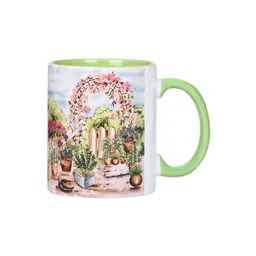 KOLOROBIA Green & White Flower Garden Printed Ceramic Coffee Mug - 325 ML-picture-15