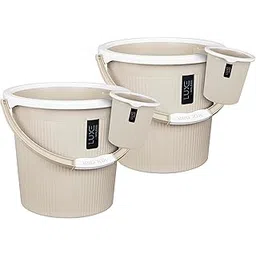 KOLORR Luxe Bathroom Set | (Bucket 20L x 2)+ (Mug 1.5L x 2)- Sand Stone| Bath Set for Bathroom|Easy to Clean| for Home, Kitchen & Bathroom | Combo Set for Bathroom| Modern Bathroom Accessories Set-picture-13