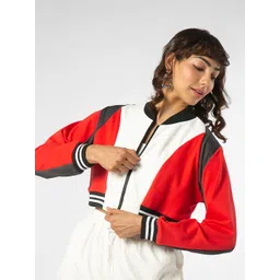 KOLORTHERAPI Colourblocked Lightweight Crop Bomber Jacket-picture-31