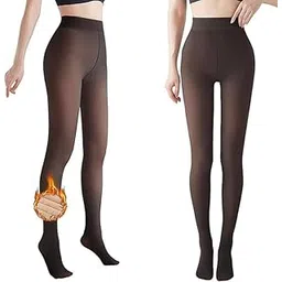 kolva Women/Girl Warm Fake Translucent Fleece Lined Leggings || Dual Tone Skin Effect Winter Thermal Pantyhose with Socks-picture-50