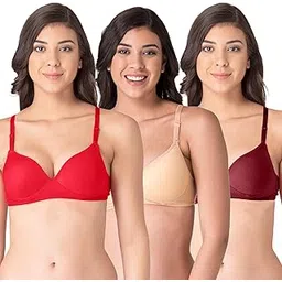 komli Heavily Padded Push-Up Bra - Cotton Rich - Balconette - 3/4th Coverage, Seamless, Wireless, Multiway Straps - T-Shirt Bra-picture-38