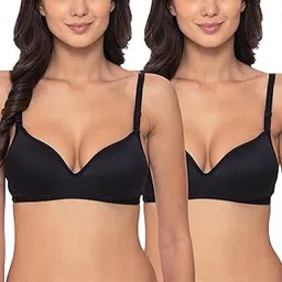 komli Heavily Padded Push-Up Bra - Cotton Rich - Balconette - 3/4th Coverage, Seamless, Wireless, Multiway Straps - T-Shirt Bra (Pack of 2)-picture-15