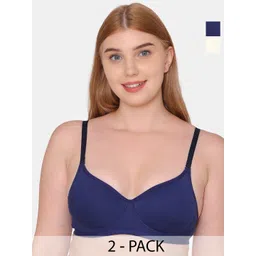 KOMLI Pack Of 2 Full Coverage All Day Comfort Cotton T-shirt Bra-picture-34