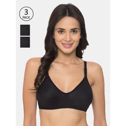 KOMLI Pack of 3 Black Solid Non-Wired Non Padded Everyday Bras K-983-3PC-BLK-30B-picture-37