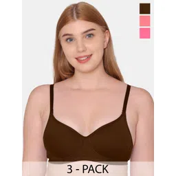 KOMLI Pack Of 3 Full Coverage Lightly Padded Cotton T-shirt Bra With All Day Comfort-picture-35