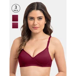 KOMLI Pack Of 3 Purple Solid Non-Wired Lightly Padded Everyday Bra K-9555-3PC-MG-28B-picture-25