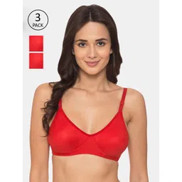 KOMLI Pack Of 3 Red Solid Non-Wired Non Padded Everyday Bra-picture-27