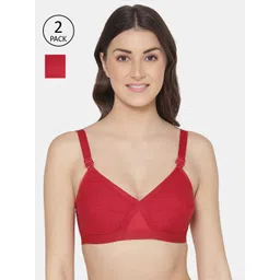 KOMLI Red Set of 2 100% Cotton Non-Padded Full Coverage Bra-picture-18