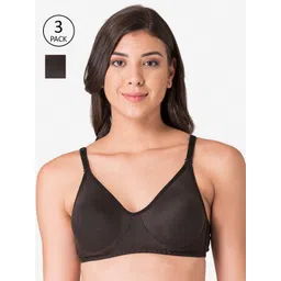 KOMLI Women Pack of 3 Black Solid Tshirt Bra-picture-38