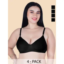 KOMLI Women Pack of 4 Cotton Full Coverage Lightly Padded Bra-picture-34