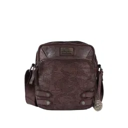 KOMPANERO Brown Textured Cross Body Bag-picture-24
