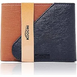 koochi Genuine Leather Gents Wallet for Men (Tan and Black)-picture-47