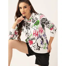 Kook N Keech Batman Women White & Black Printed Hooded Sweatshirt-picture-33