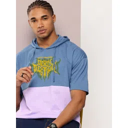 Kook N Keech Colourblocked Typography Printed Hooded Drop-Shoulder Sleeves T-shirt-picture-22