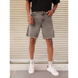 Kook N Keech Men Bermuda Fit Ripped Light Faded Frayed Denim Shorts-picture-21