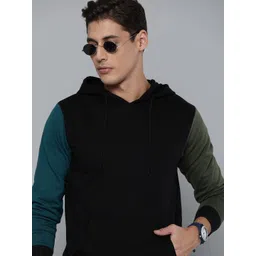 Kook N Keech Men Black Solid Hooded Sweatshirt-picture-15