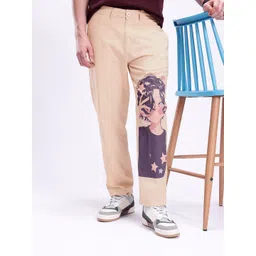 Kook N Keech Men Straight Fit Graphic Printed Pure Cotton Chinos Trousers-picture-20