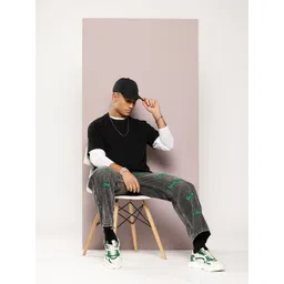 Kook N Keech Men Straight Fit Light Fade Cotton Embroidered Jeans-picture-18