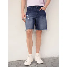 Kook N Keech Men Urban Cool Distressed Frayed Denim Shorts-picture-37