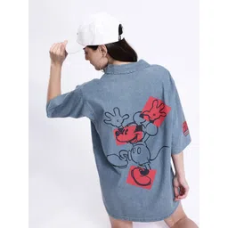Kook N Keech Mickey Mouse Print Chambray Mini Shirt Dress-picture-31