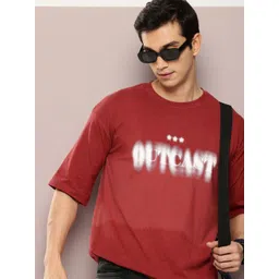 Kook N Keech Pure Cotton Typography Printed Dyed Drop-Shoulder Sleeves Oversized T-shirt-picture-10