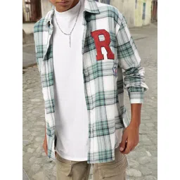 Kook N Keech Sporty Cool Checked Relaxed Fit Applique Shirt-picture-38