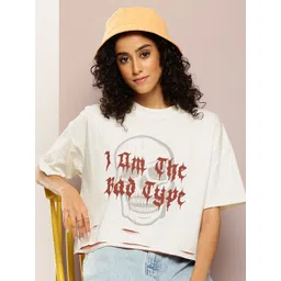 Kook N Keech Typography Printed Drop-Shoulder Sleeves Boxy T-shirt-picture-36