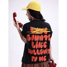 Kook N Keech Typography Printed Drop-Shoulder Sleeves Oversized Pure Cotton T-shirt-picture-20
