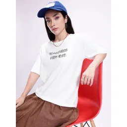 Kook N Keech Women Typography Printed Drop-Shoulder Sleeves Pure Cotton T-shirt-picture-24