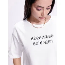 Kook N Keech Women Typography Printed Drop-Shoulder Sleeves Pure Cotton T-shirt image 3