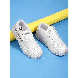 Kook N Keech Women White Perforations Regular Sneakers with Typography Print Detail-picture-42