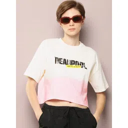 Kook N Keech Marvel Deadpool Printed Drop-Shoulder Sleeves Boxy Crop T-shirt-picture-36