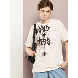 Kook N Keech Marvel Spider Man Printed Colourblocked Oversized T-shirt image 1