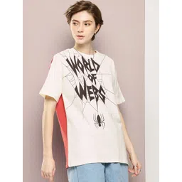 Kook N Keech Marvel Spider Man Printed Colourblocked Oversized T-shirt image 5