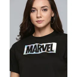 Kook N Keech Marvel Women Black & Silver Printed Relaxed Round Neck T-shirt-picture-33