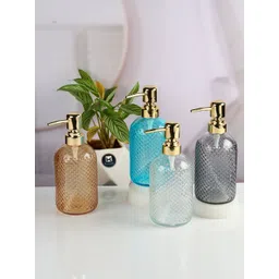 Kookee Grey & Gold-Toned Textured Glass Soap Dispenser-400ml-picture-19