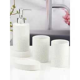 Kookee White 4 Pieces Abstract Printed Ceramic Bath Accessories Set-picture-25