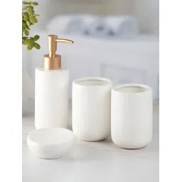 Kookee White 4 Pieces Glossy Ceramic Bath Accessories Set-picture-38