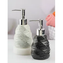 Kookee White & Black 2 Pieces Printed Ceramic Soap Dispensers-picture-13