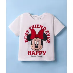 kookie kids india disney Kookie Kids Disney Single Jersey Knit Half Drop Shoulder Sleeves T-Shirt with Minnie Mouse Graphics - White-picture-20