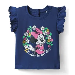 Kookie Kids India Disney Single Jersey Knit Frill Sleeves T-Shirt with Minnie Mouse Graphics - Navy Blue-picture-28