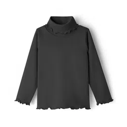 kookie kids india Kookie Kids Cotton Knit Full Sleeves Solid Color Turtle Neck T-Shirt - Black-picture-15