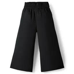 kookie kids india Kookie Kids Poplin Woven Full Length Solid Wide Leg Pant With Pockets & Elasticated Waist - Black-picture-13
