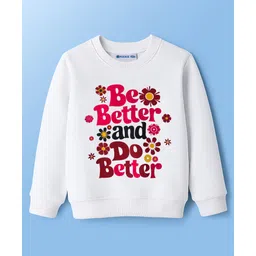 kookie kids india Kookie Kids Single Jersey Knit Full Sleeves T-Shirt With Be Better & Do Better Text Print - White-picture-12