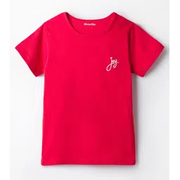 kookie kids india Kookie Kids Single Jersey Knit Half Sleeves Round Neck T-Shirt with Joy Text Print - Maroon-picture-10